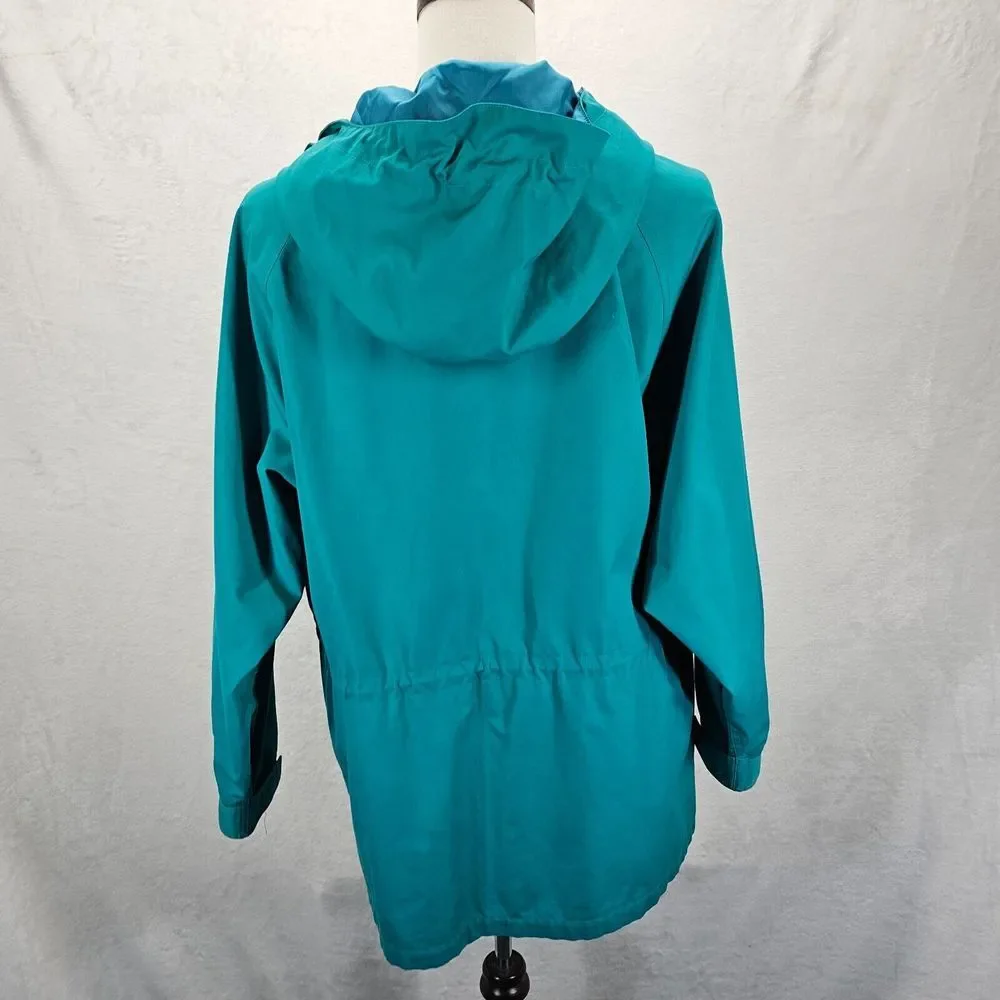 Eddie Bauer Blue Zip‎ Up Snap Hoodie Windbreaker Long Sleeve Pocket Men's Large